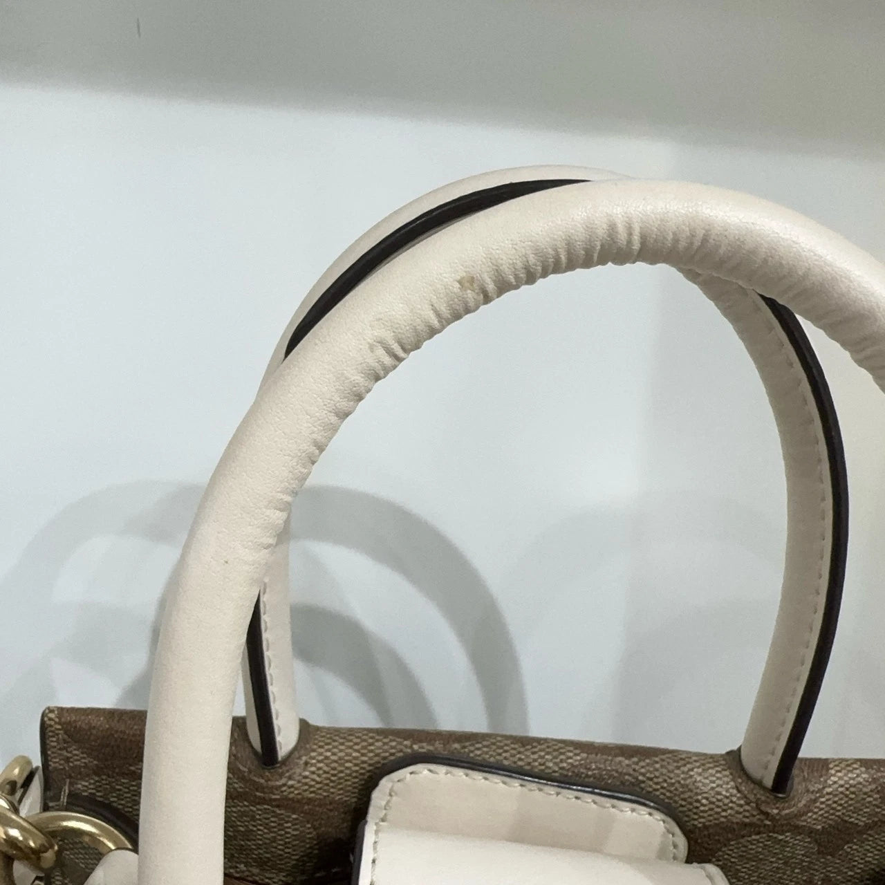 Coach Cally 17 Classic Monogram Canvas Leather Tote Crossbody Women