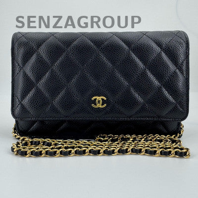 Chanel Black Caviar WOC Quilted Chain Shoulder Bag Classic Women