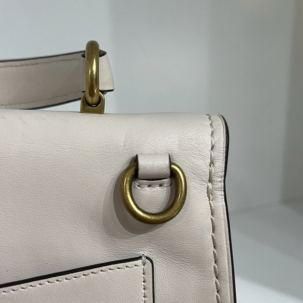 Coach White Leather 23cm Women's Handbag Shoulder Crossbody Bag
