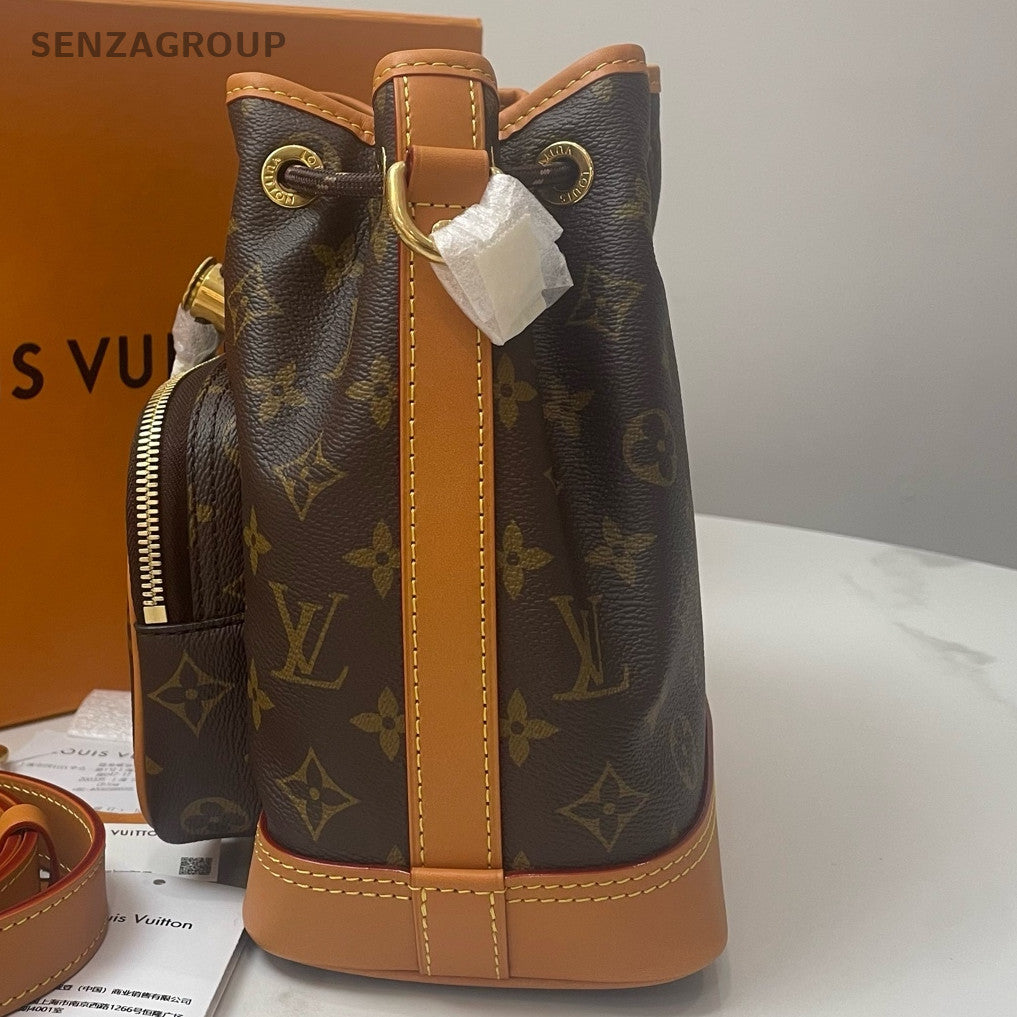 Louis Vuitton LV Noé Cargo Monogram Bucket Crossbody Bag Brown Gold
