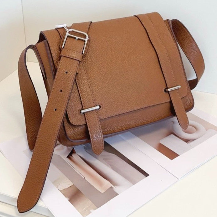 Hermes Steve PM TC Leather Shoulder bag Crossbody Brown Gold