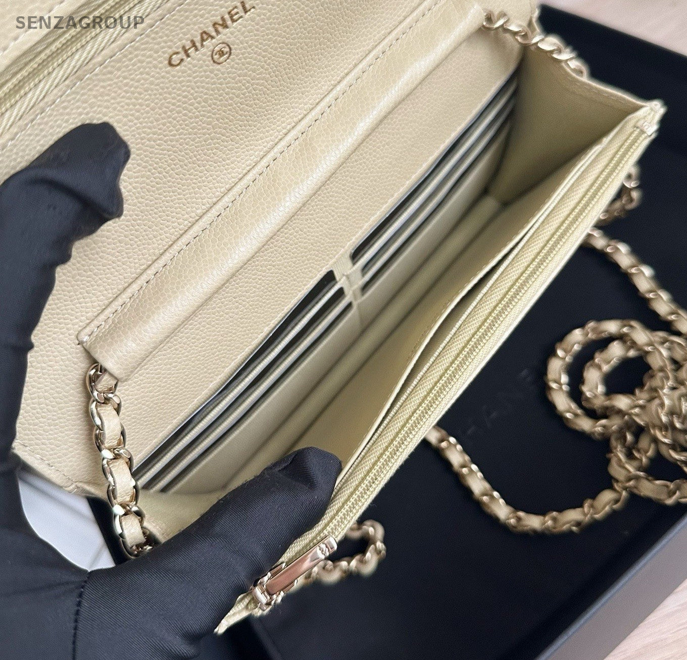 Chanel Diamond WOC Chain Shoulder Bag Crossbody Yellow Gold Women Classic