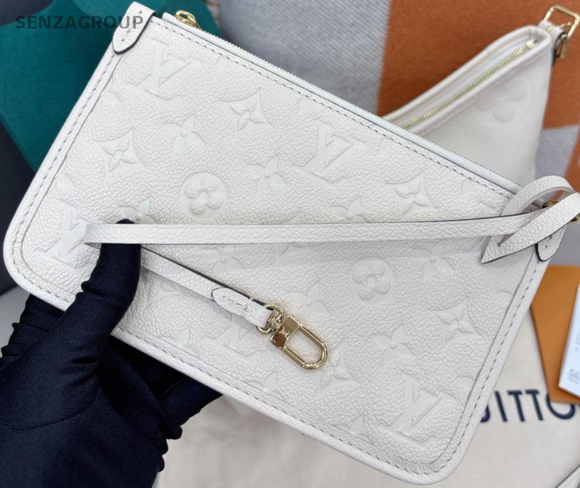 Louis Vuitton Carryall PM Shoulder Bag White Gold Used Women Classic Designer