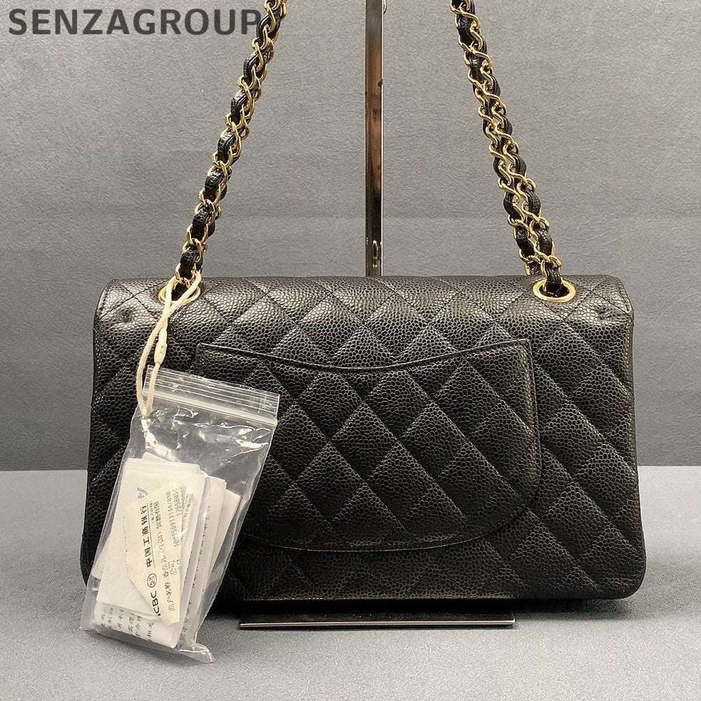 Chanel Black Gold Medium Quilted CF Chain Shoulder Crossbody Bag