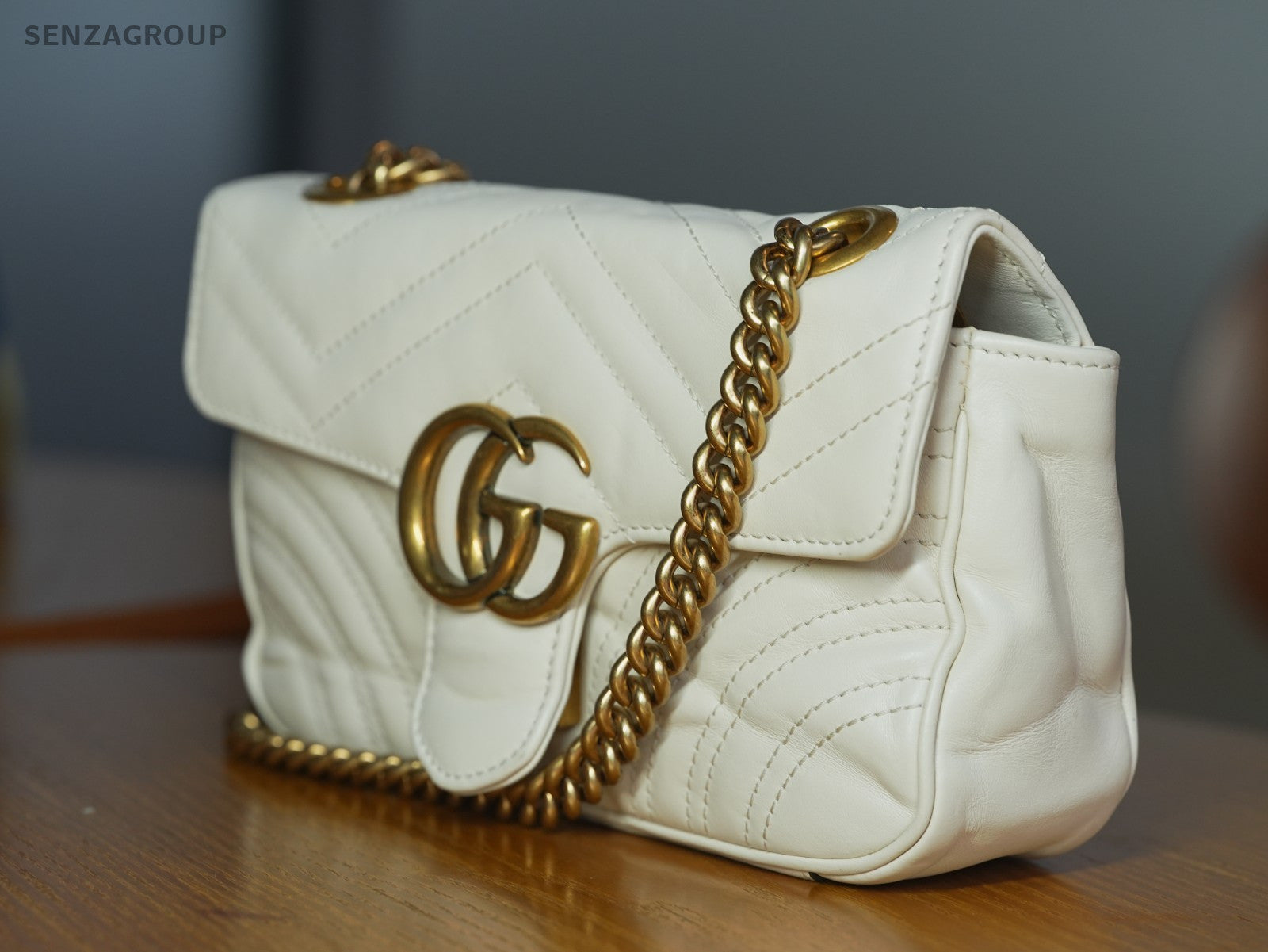 GUCCI Marmont GG Handbag Shoulderbag Crossbody White gold