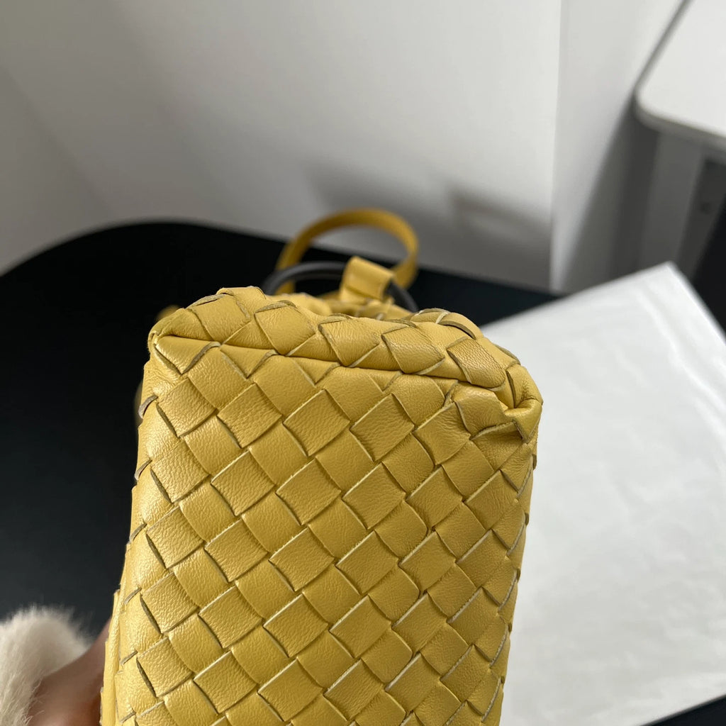 Bottega Veneta Cobbler PM Intrecciato Yellow Mustard Shoulder Bag Crossbody