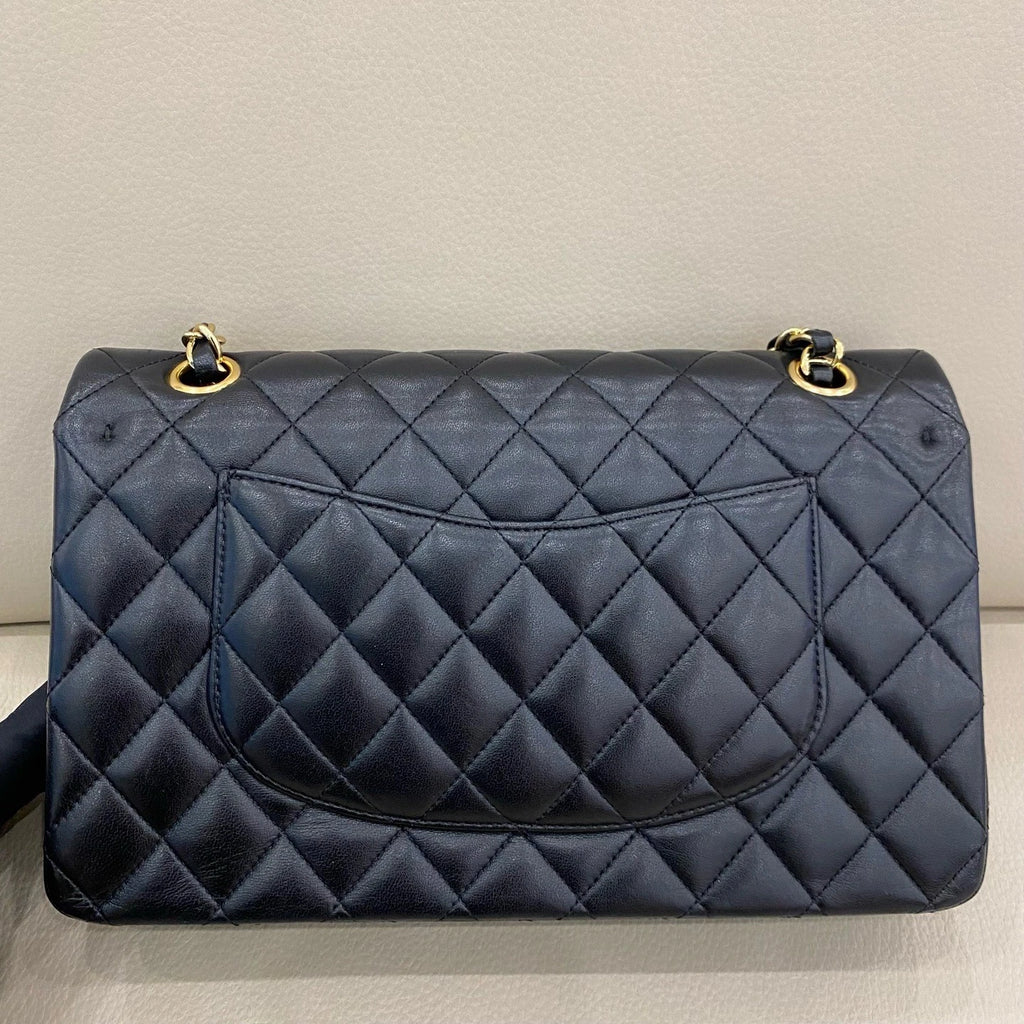 CHANEL Classic Flap Medium Black Lambskin Shoulder Bag Women