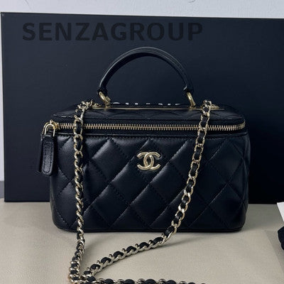 Chanel Trendy CC Black Gold Lambskin Cosmetic Chain Crossbody Bag