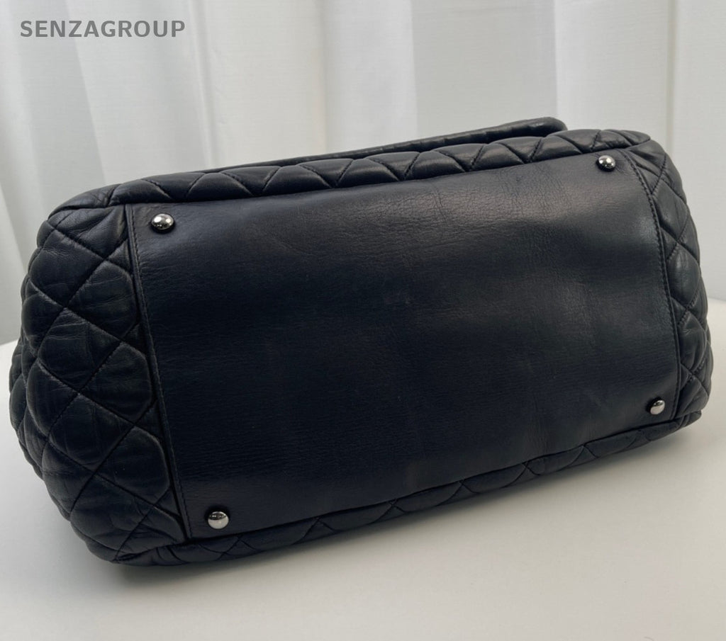 Chanel Diamond Airport Bag Chain Shoulder Bag Black Silver Women Classic
