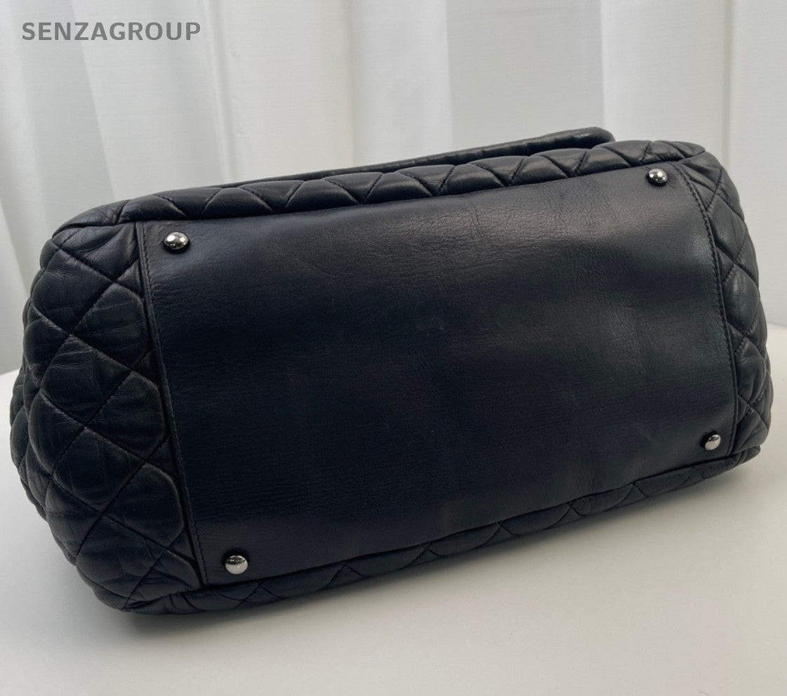 Chanel Diamond Airport Bag Chain Shoulder Bag Black Silver Women Classic