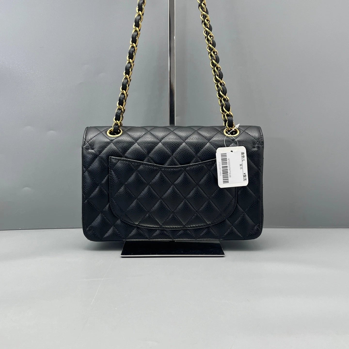 CHANEL Black Leather Classic Flap Small Shoulder Bag For Women