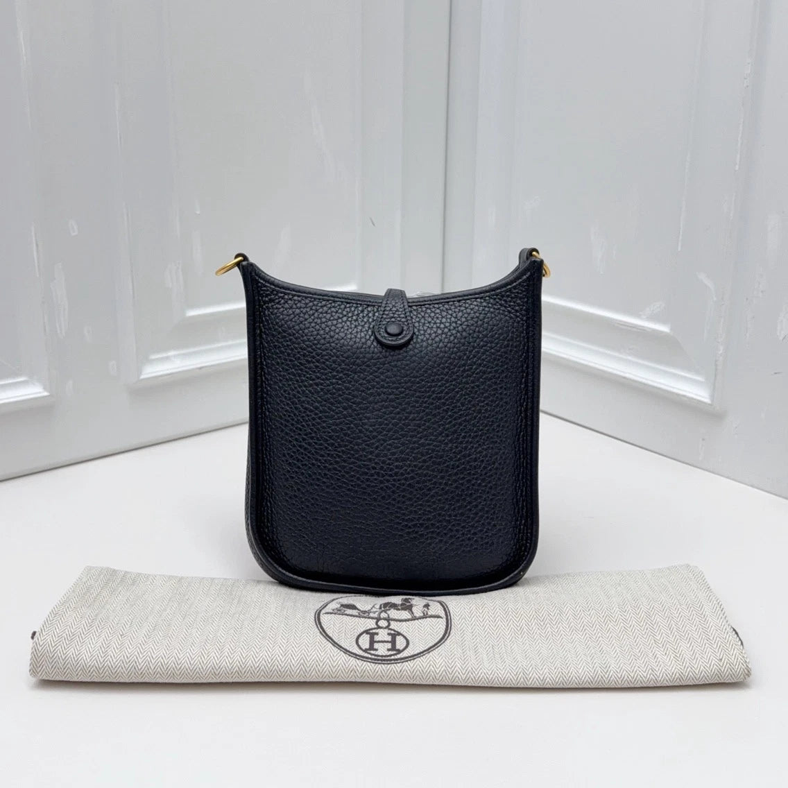 Hermes Evelyne MINI Shoulder Crossbody Bag Black Gold Women Classic