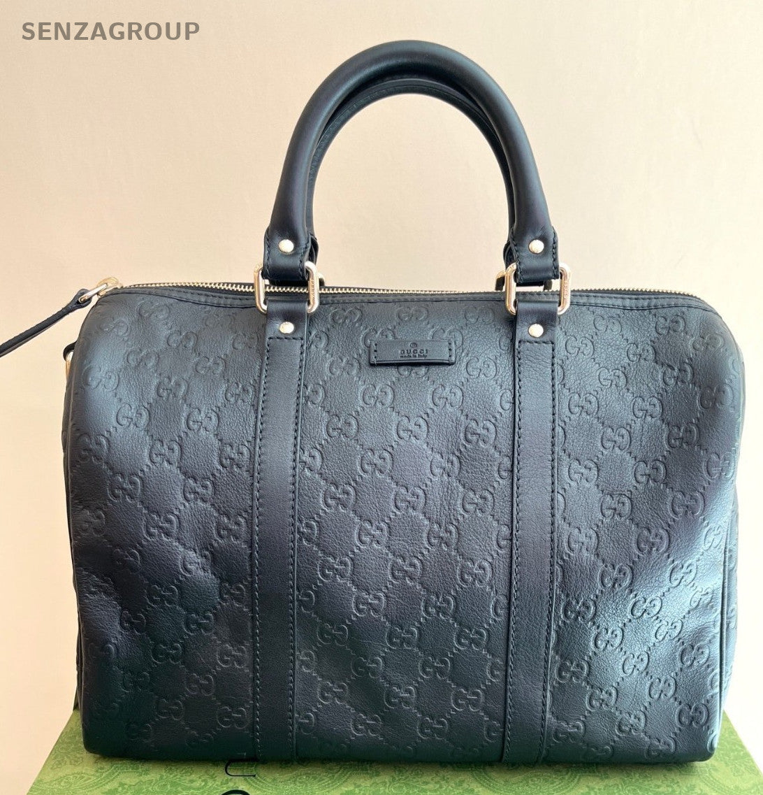 Gucci Boston Top Handle Bag Black Silver Used Women Classic