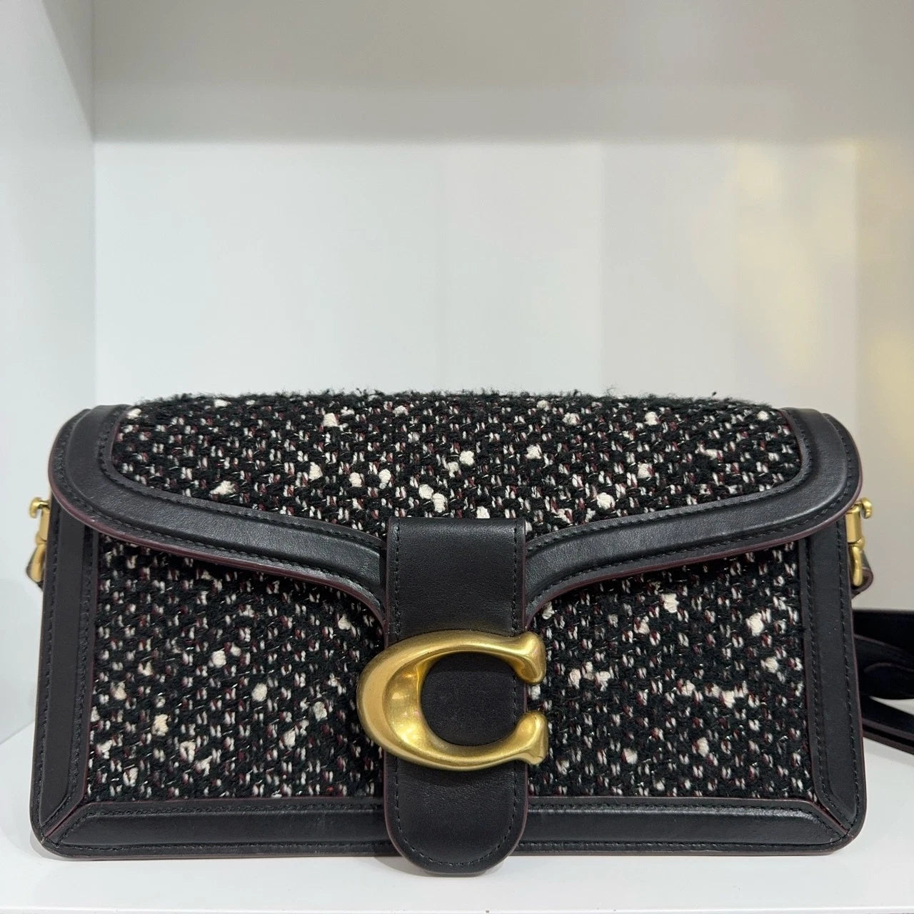 COACH Tabby 26 Woven Black Women's Shoulder Crossbody Handbag