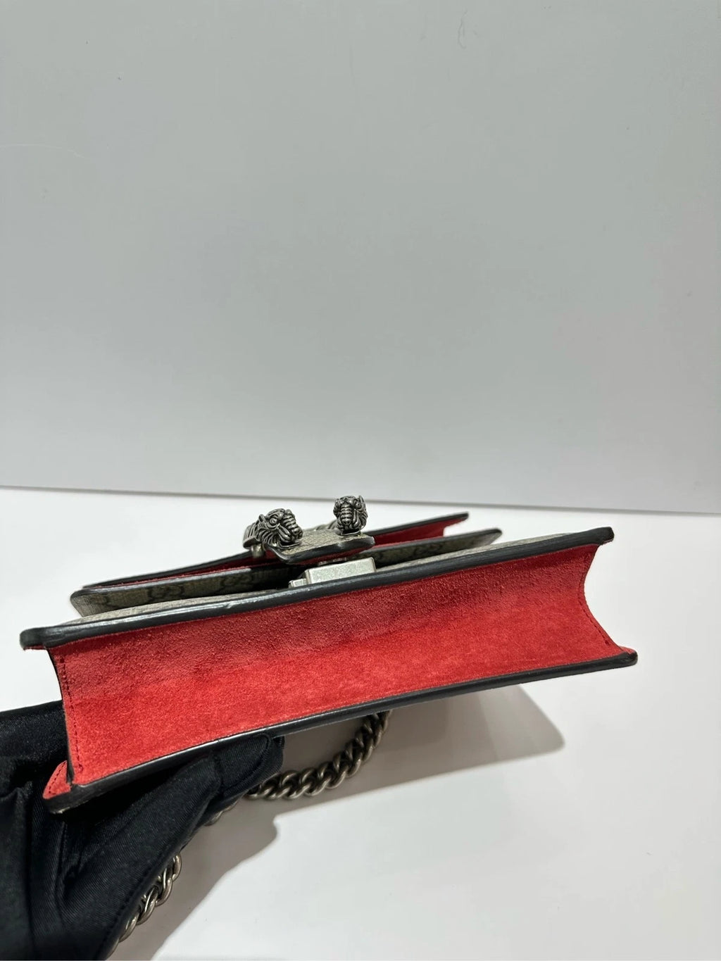 GUCCI Red Small Leather Dionysus Shoulder Crossbody Bag For Women