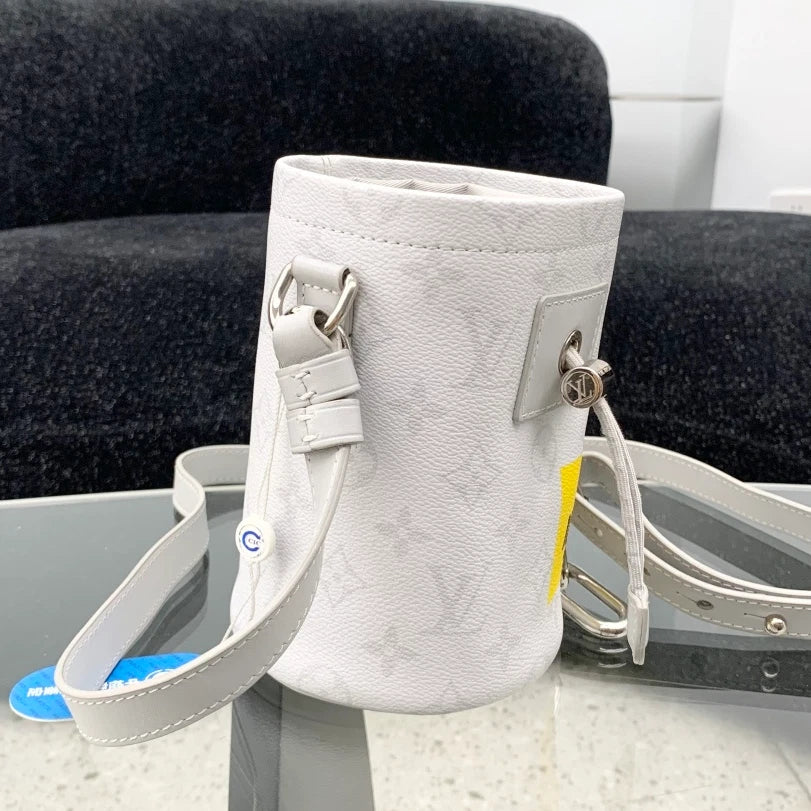 Louis Vuitton Chalk Nano Bucket Monogram Chain Crossbody Bag Gray Women S