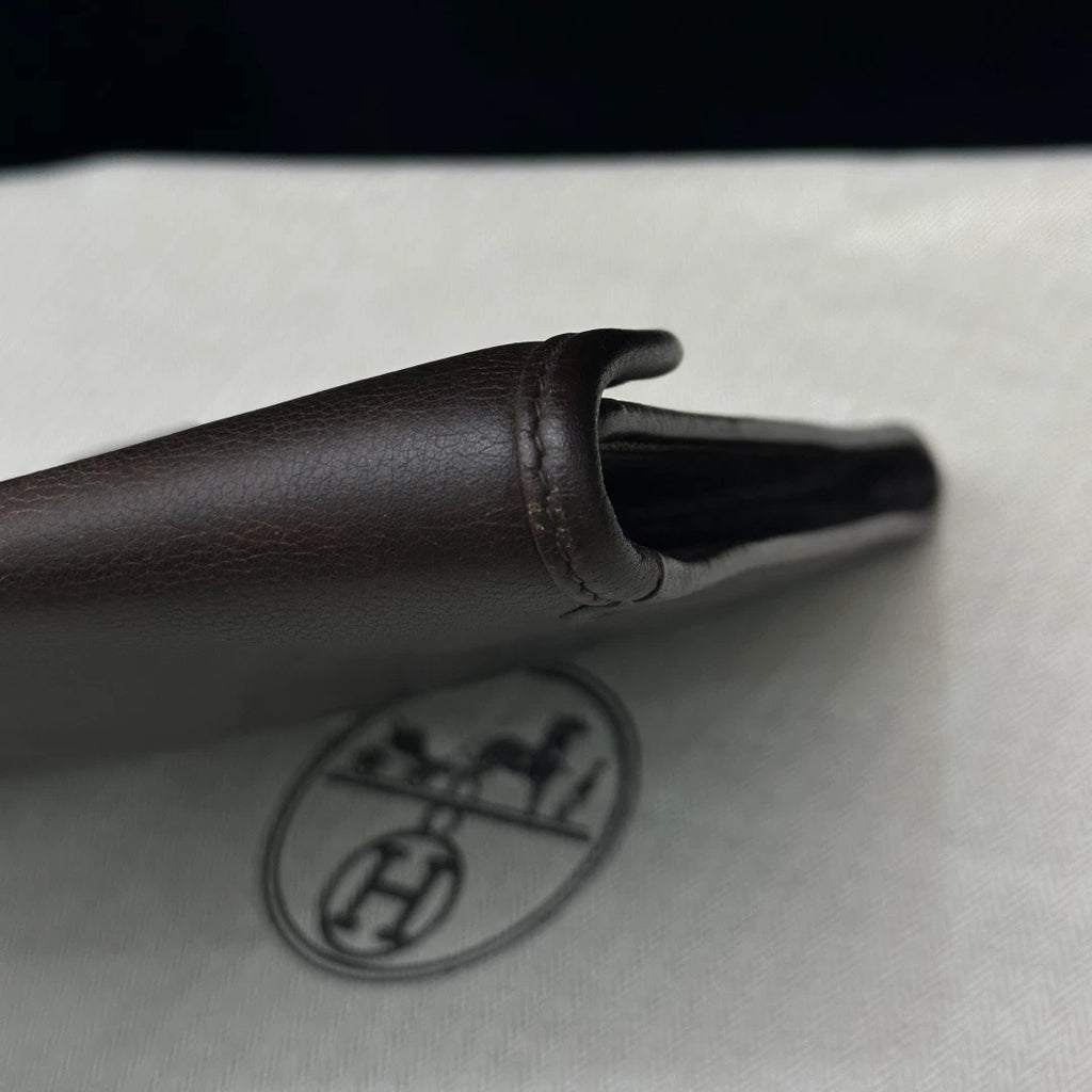 Authentic Vintage Hermes Jige29 Dark Brown Leather Clutch With H Flap