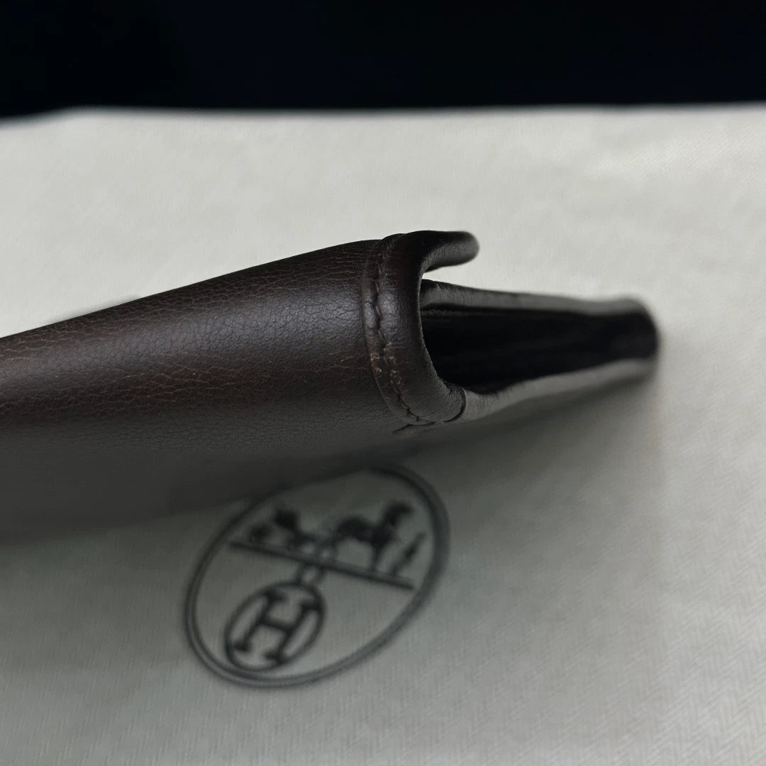 Authentic Vintage Hermes Jige29 Dark Brown Leather Clutch With H Flap