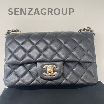 Chanel Classic Flap Mini Black Gold Quilted Chain Shoulder Bag