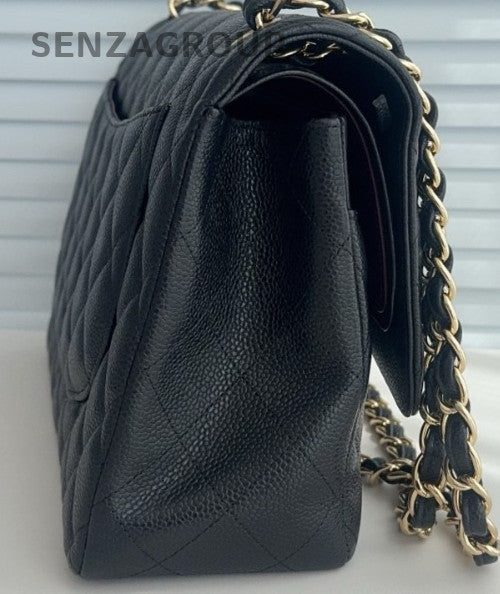 Chanel Jumbo Chain Shoulder Bag Crossbody Black Red Used Women Classic