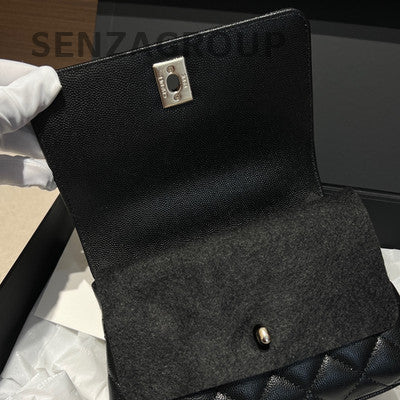 Chanel Mini Coco Handle Black Silver Calfskin Chain Shoulder Bag