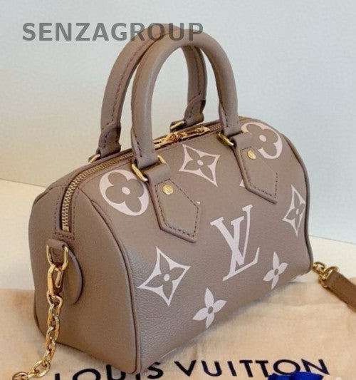 Louis Vuitton Speedy20 Monogram Top Handle Bag Crossbody Gray Gold Women Classic
