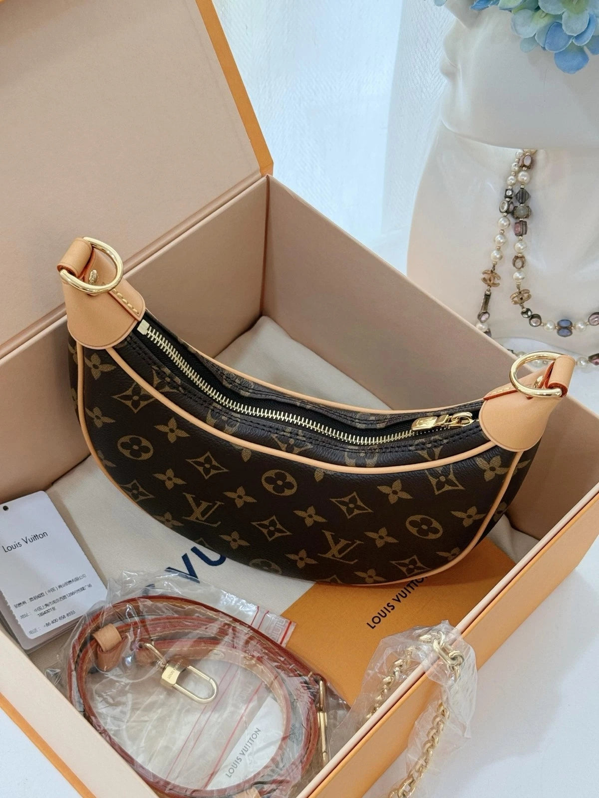 New Louis Vuitton Loop Monogram Canvas Shoulder Bag Crossbody