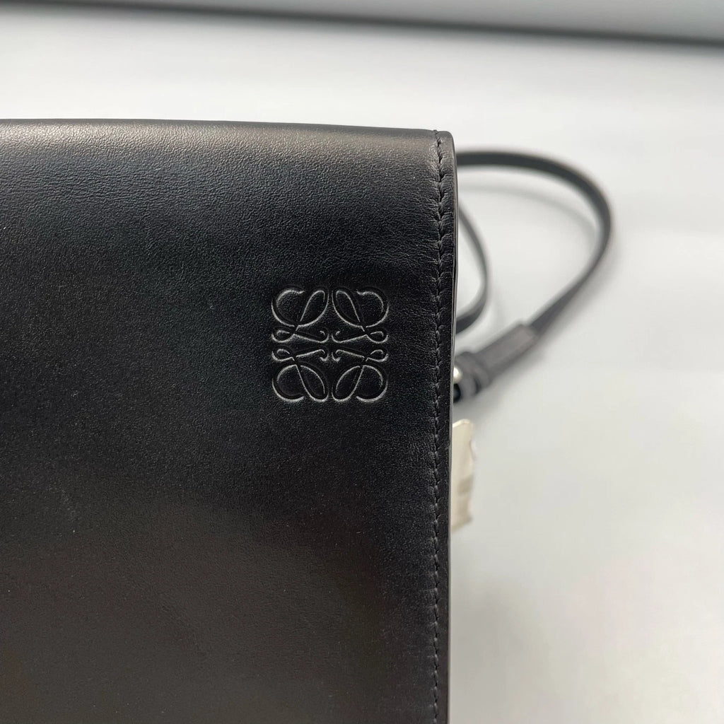 Loewe Black Leather Crossbody Phone Bag For Women