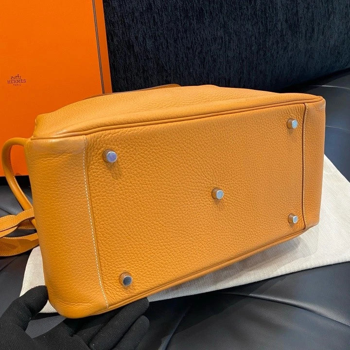 Hermes Lindy34 Top Handle Bag Shoulder Bag Brown Silver Women Classic D