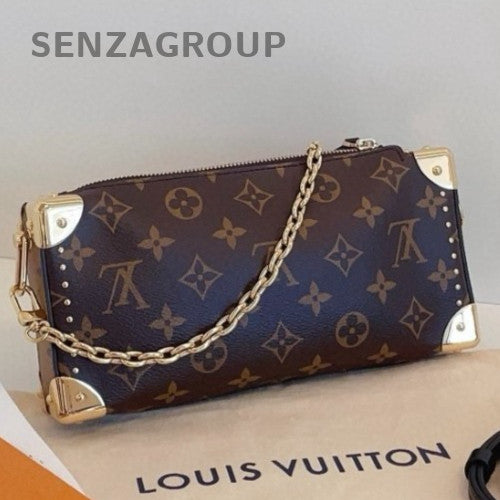 Louis Vuitton Side Trunk Mini Monogram Chain Shoulder Bag Brown Gold Women