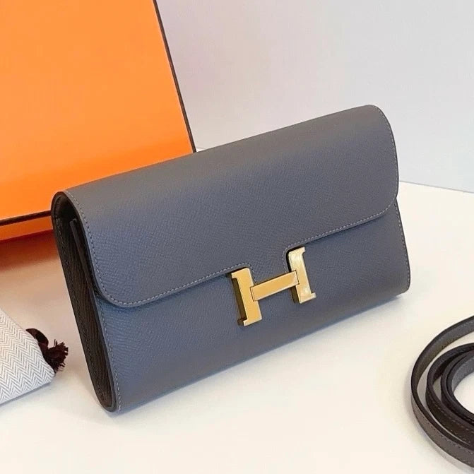 Excellent Hermes Constance to Go Epsom Leather Gray Crossbody Ghw Excellent