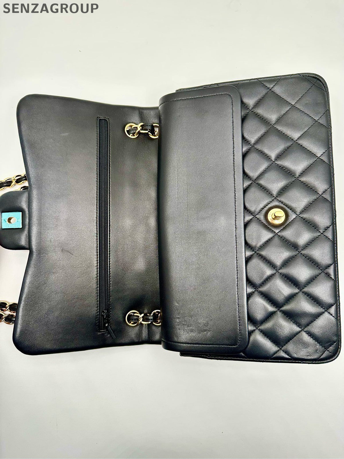 Chanel Classic Flap Jumbo Lambskin Shoulder Bag Black Gold