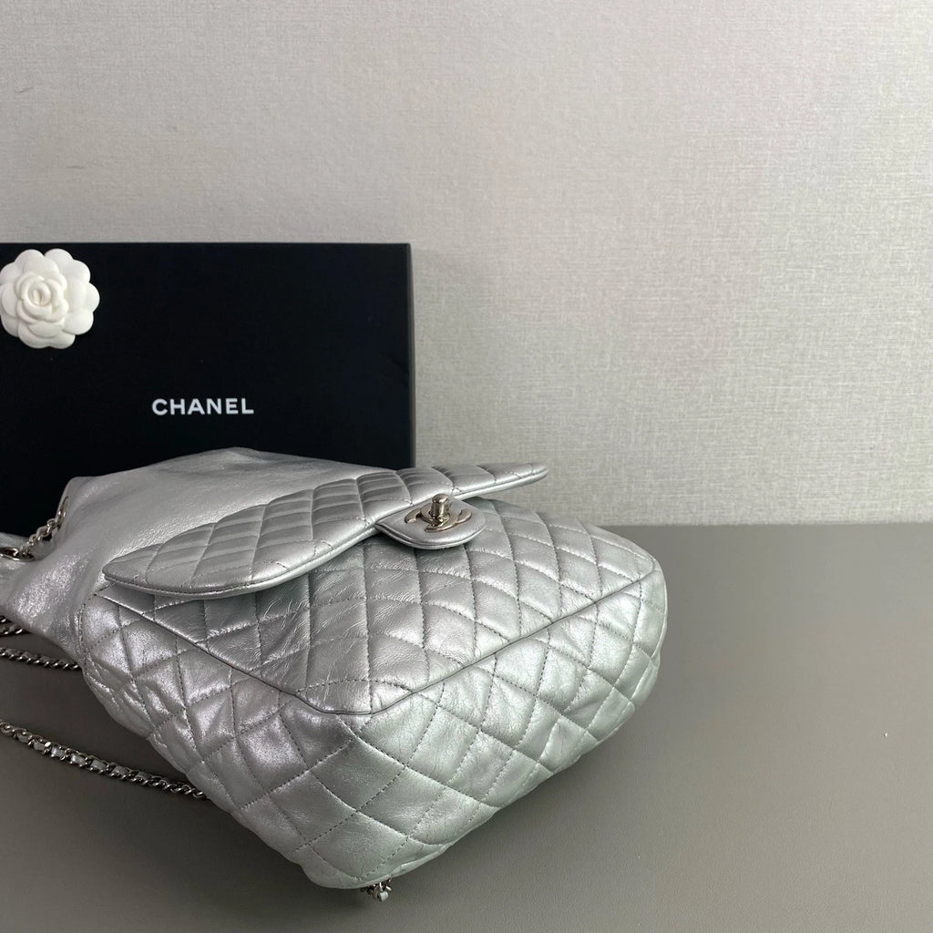 Chanel In Seoul Chain Backpack Silver Diamond Women Classic Fashion