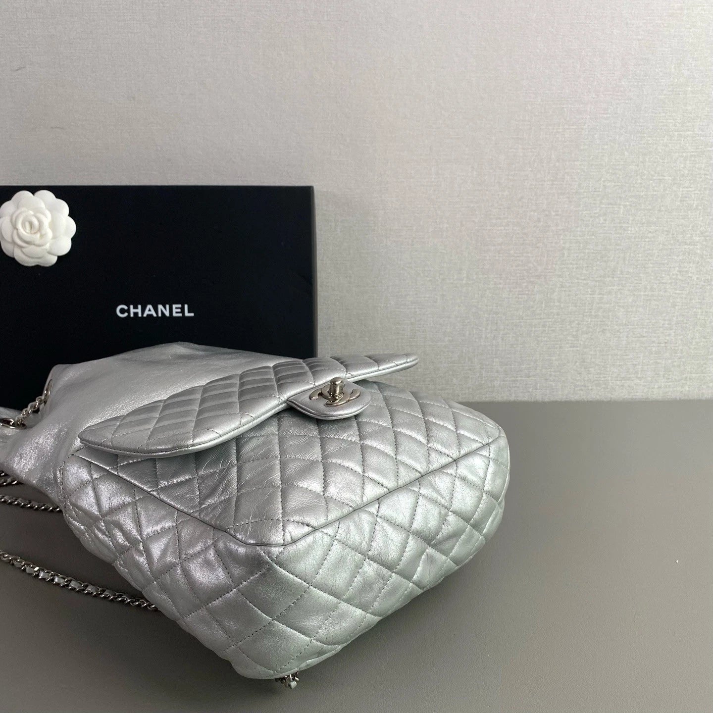 Chanel In Seoul Chain Backpack Silver Diamond Women Classic Fashion