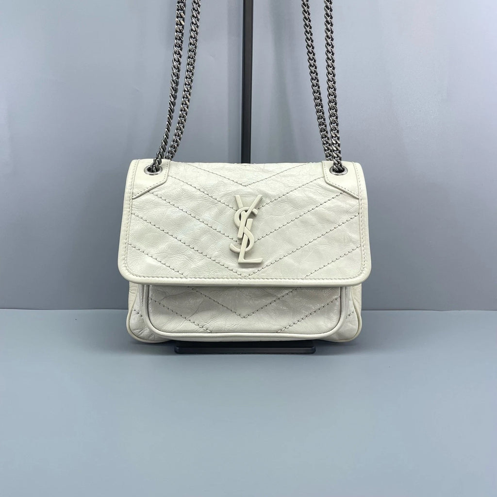 Saint Laurent Niki Leather White Shoulder Bag Excellent
