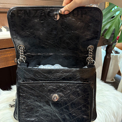 Saint Laurent YSL Niki Medium Black Silver Chain Shoulder Bag