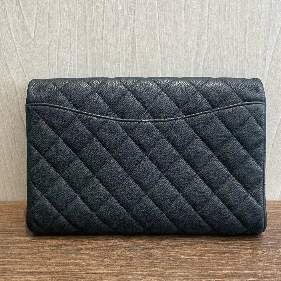 Authentic Chanel Timeless Black Chain Shoulder Bag Diamond Silver Hardware