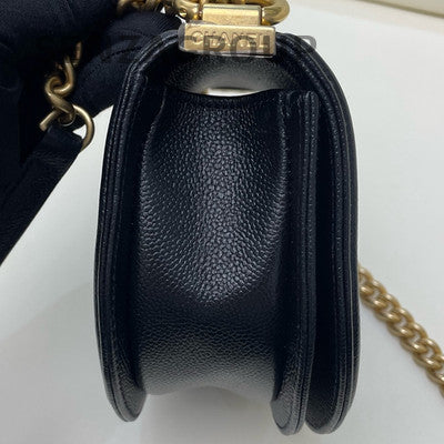 Chanel Black Caviar Leather Leboy Flap Bag Chain Shoulder Crossbody