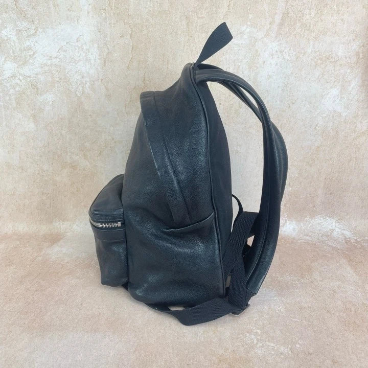 Saint Laurent Black Calfskin Canvas Backpack For Women