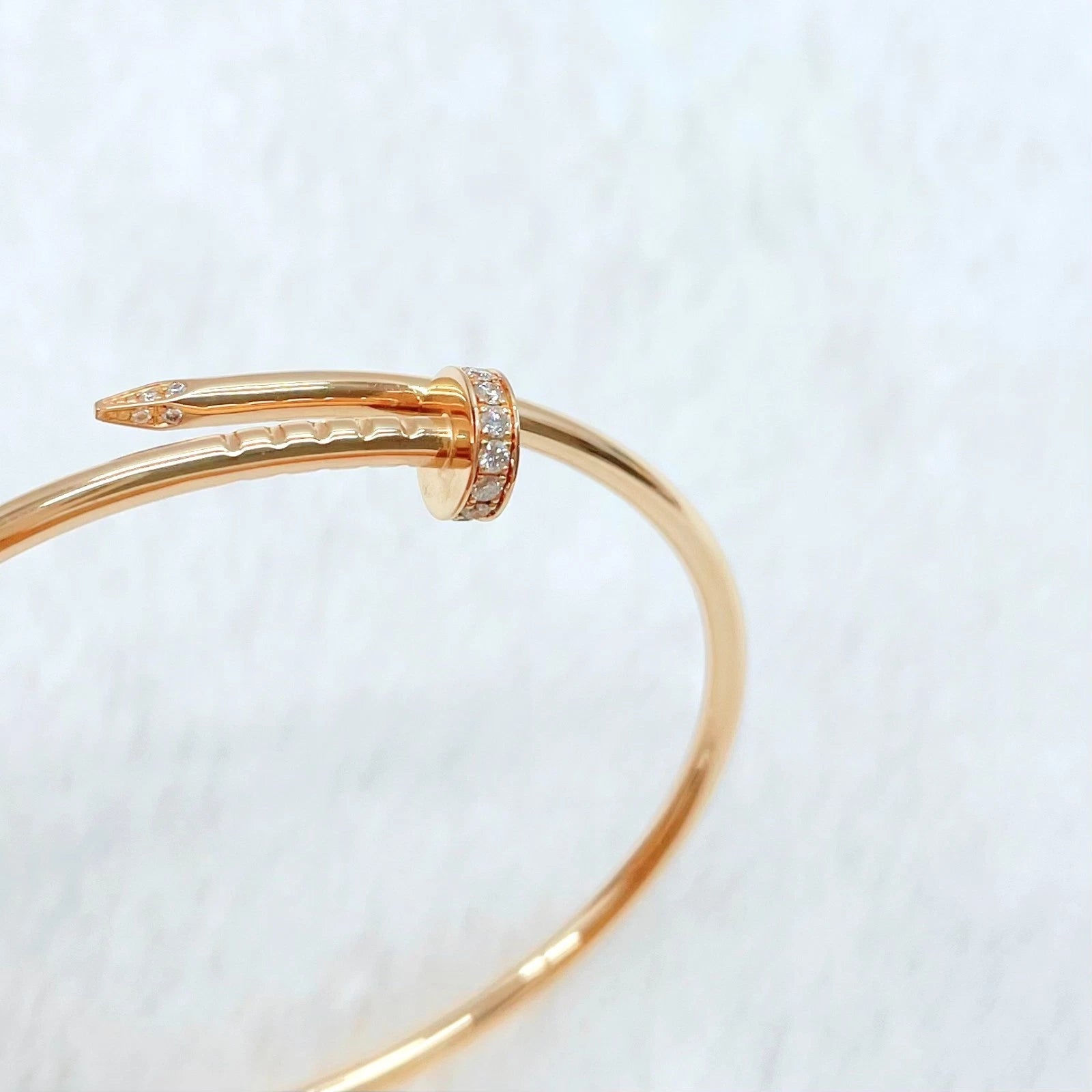 New Cartier Juste Un Clou 18k Rose Gold Small Bangle Bracelet Diamonds Size16