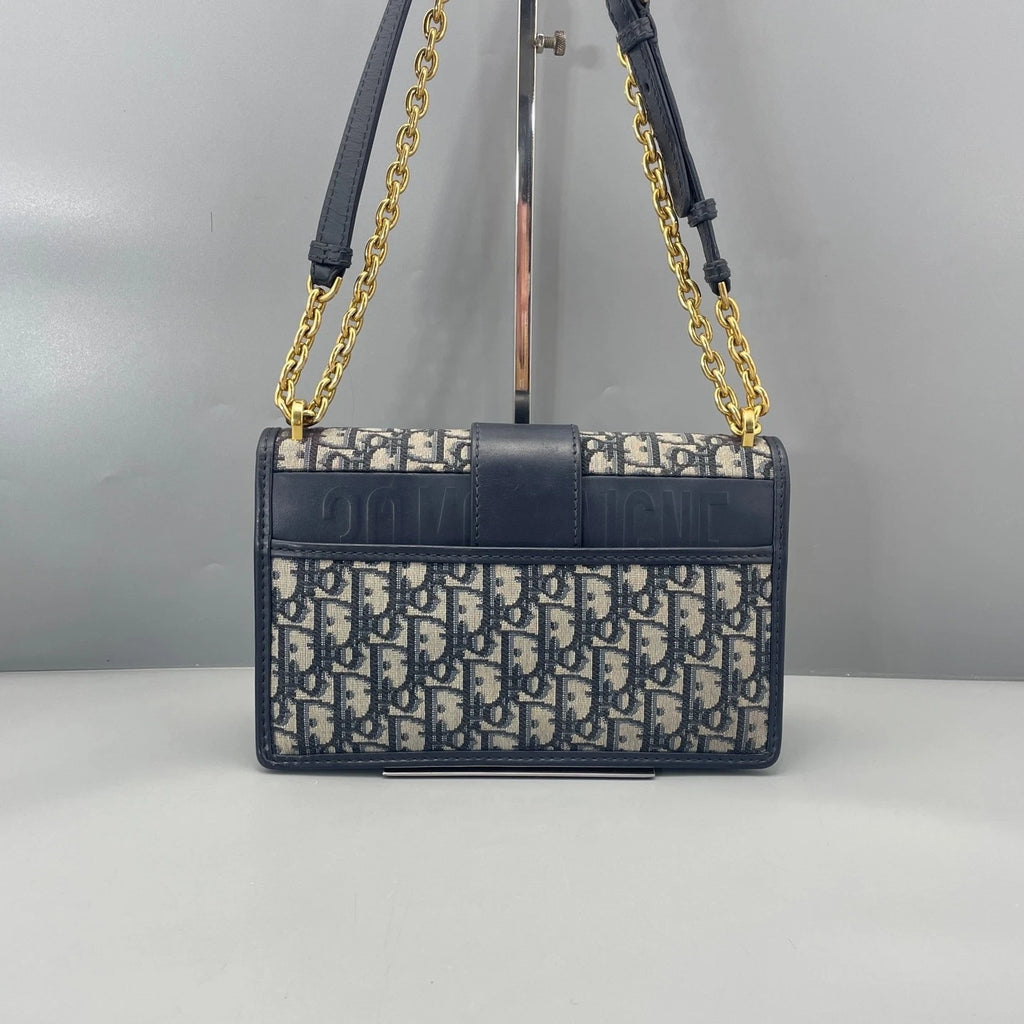 Pre-owned Dior Canvas Montaigne 30 Medium Shoulder Bag For Women Blue