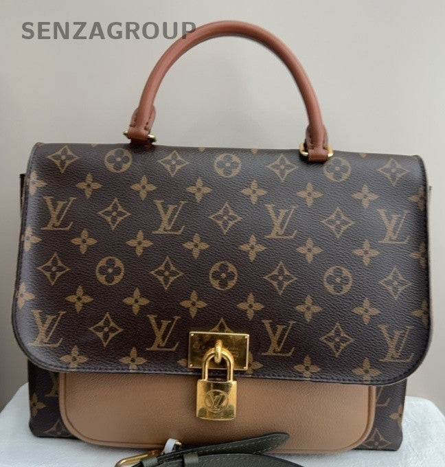 Louis Vuitton Marignan Monogram Top Handle Bag Crossbody Brown Gold Women