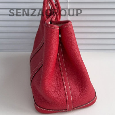 Hermès Garden Party 30 Red Silver Hardware Tote Bag Women Fashion