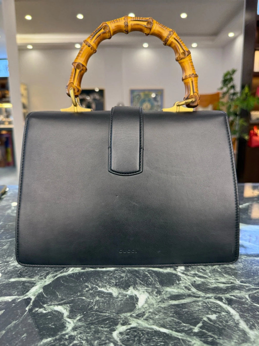 Gucci Multicolor Leather Bamboo Top Handle Handbag For Women