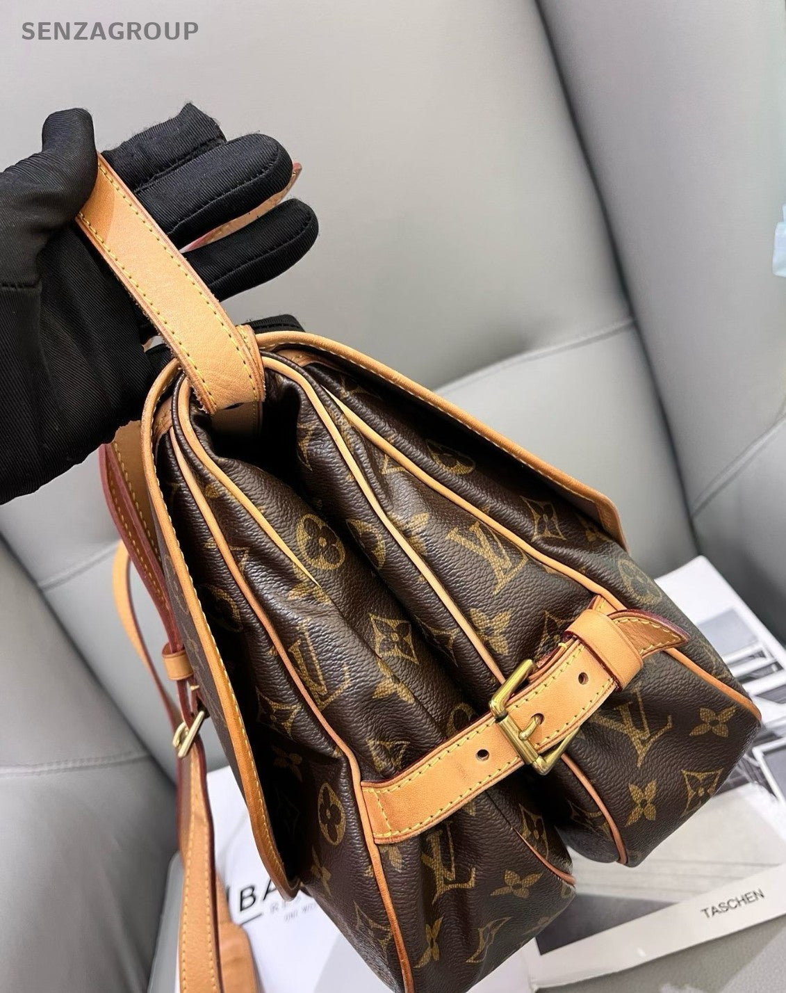 Louis Vuitton Saumur MM Monogram Shoulder Crossbody Bag Brown Women