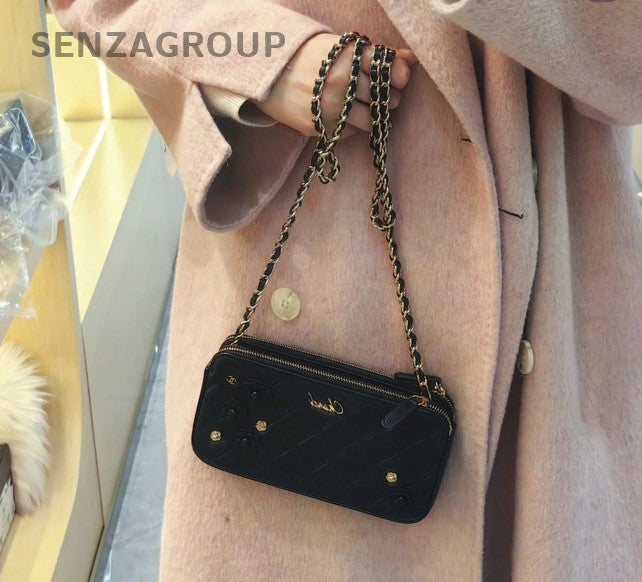 CHANEL Camellia Woc Chain Shoulder bag Lambskin Women Crossbody Almost Brand NEW