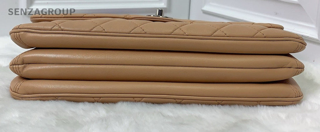 Chanel Classic Flap Lambskin Chain Shoulder Bag Pink Silver Women Designer
