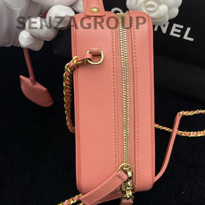 Chanel Pink Quilted Camera Bag Gold Hardware Chain Strap Shoulder Bag