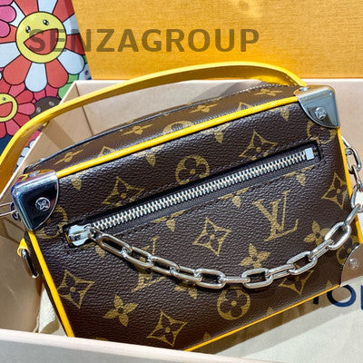 Louis Vuitton Monogram Soft Trunk Bag Brown Silver Chain Women's Crossbody