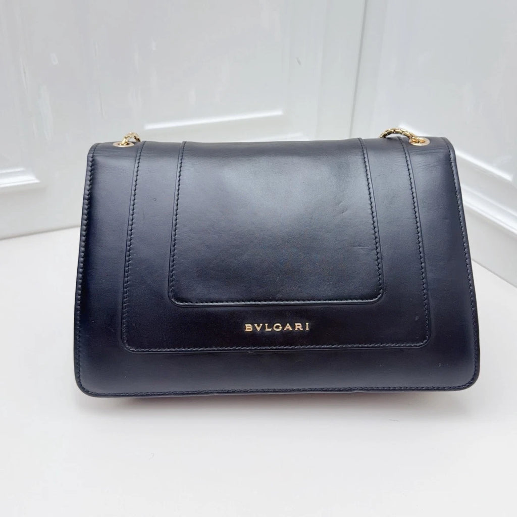 BVLGARI Serpenti Black Calf Leather Shoulder Bag Women Fashion